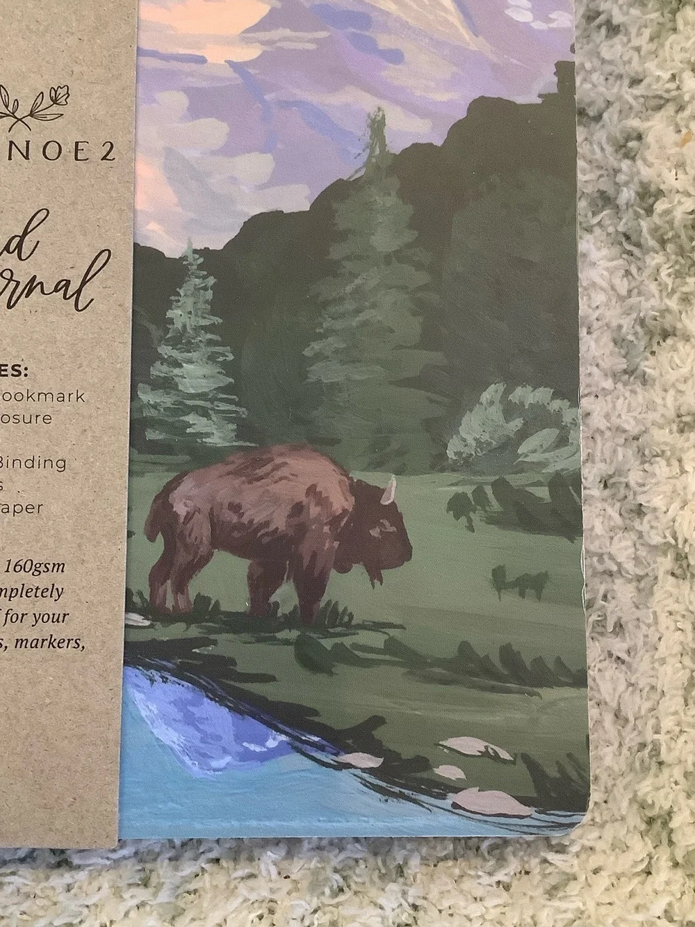 Scenic Mountain & Bison Lined Travel Vacation Camping Journal NWT 160pgs